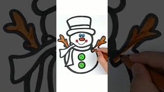 How to Draw a Cute Snowman | Drawing and Coloring for Kids and Toddlers