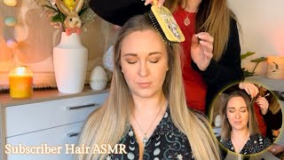 ASMR Whispered Hair Pampering on Rachel with Hair Brushing, Parting, Nails on Scalp & Hair Play