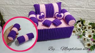 Crochet Pillow for TBC sofa ~ bantal Kiri Dan kanan sarung tisu bentuk sofa