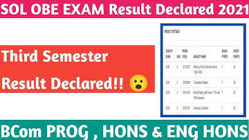 SOL OBE Exam March Result Declared 2021 || Third Semester Result Declared 😮!!