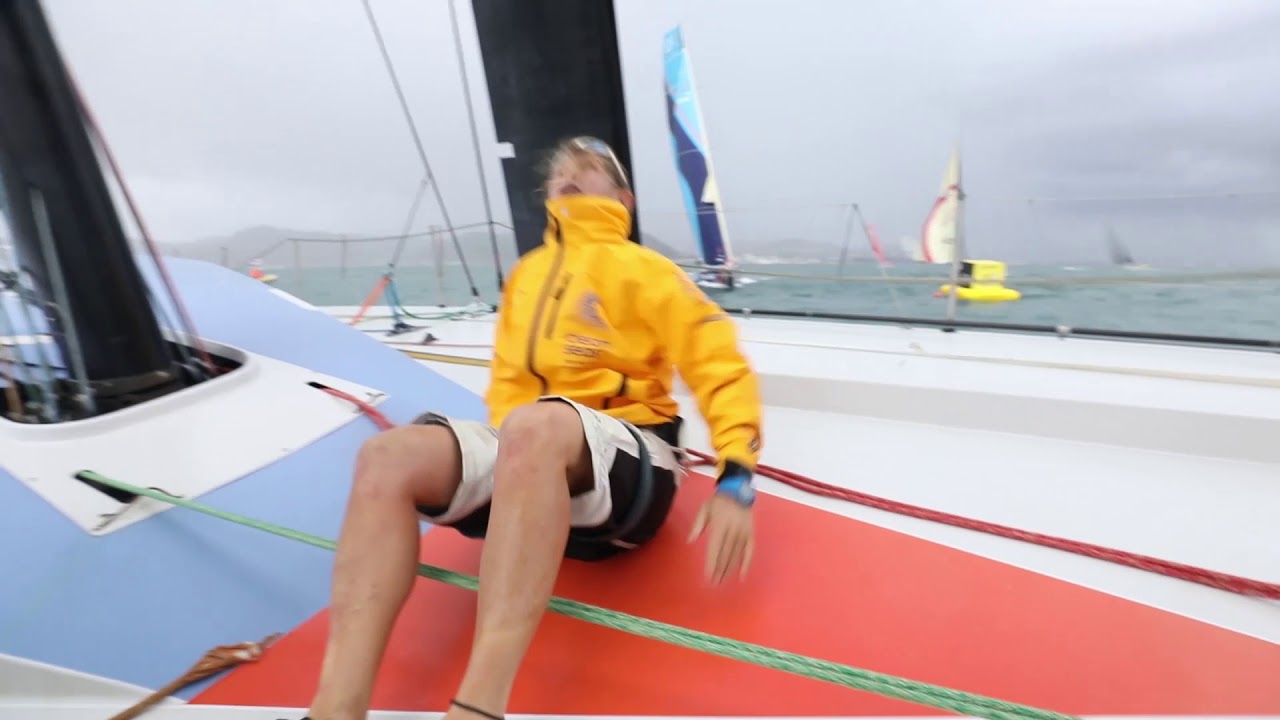 Liz Wardley gets leg caught in the sheet | Volvo Ocean Race