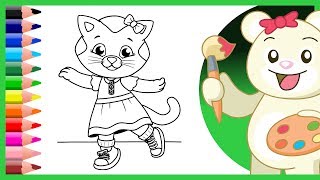 Katerina Kittycat And O The Owl Coloring Pages - Coloring Videos For Children - Learn Colors