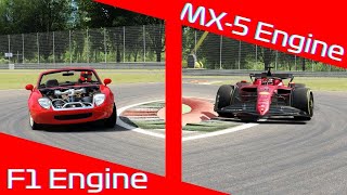 Is an F1 POWERED MX5 Faster than an MX5 Powered F1 Car?!