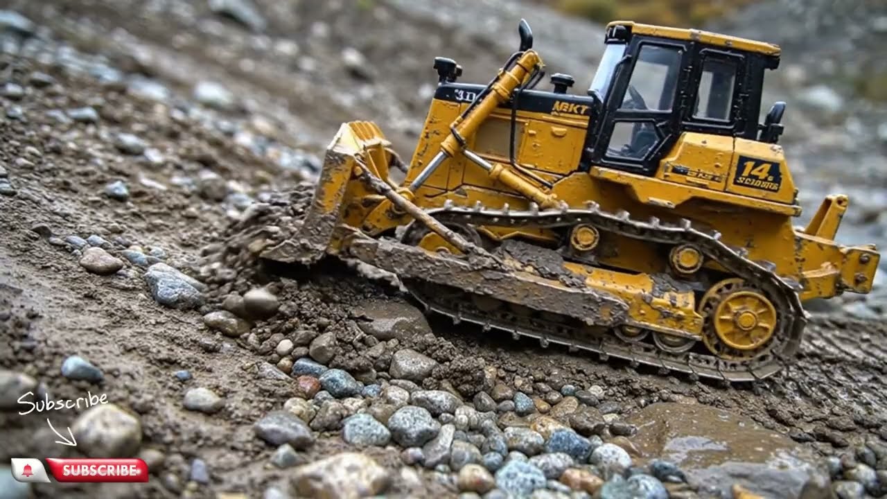 Truck drives over rocky terrain #rcconstruction #fypシ゚viral