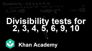 Divisibility tests for 2, 3, 4, 5, 6, 9, 10 | Playing with Numbers | Class 6 | Maths | Khan Academy