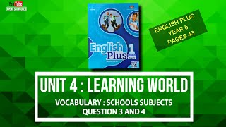 UNIT 4 - SCHOOL SUBJECT - (VOCABULARY) ENGLISH PLUS 1 YEAR 5