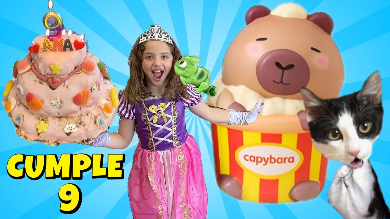 GADGETS de PRINCESAS y CAPYBARA para el CUMPLEAÑOS de ANA / Familia de gatos Luna y Estrella