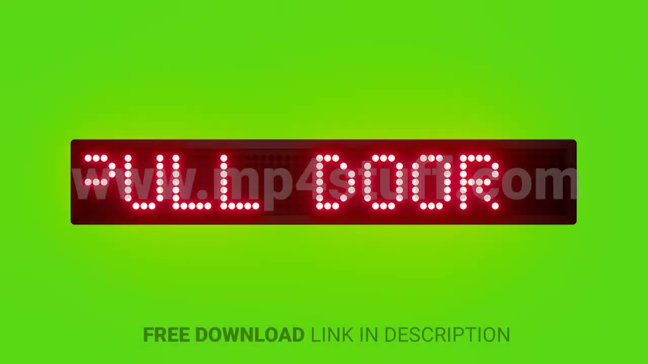 Pull Door Scrolling Red Dot Matrix LED Text Animation on Green Screen Seamless Loop