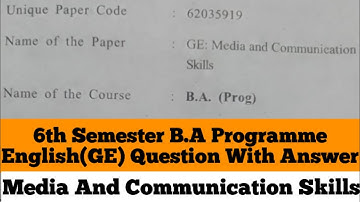Sol du B.A Programme Media and Communication Skills(English) Question with Answer 6th semester 2024
