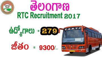 TSRTC Recruitment 2017 notification, 279 Posts