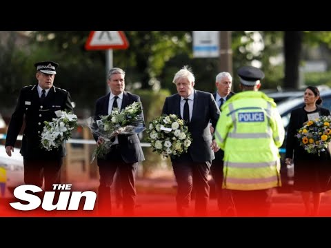 Boris Johnson joins Keir Starmer to lay flowers at church where MP Sir David Amess was murdered.