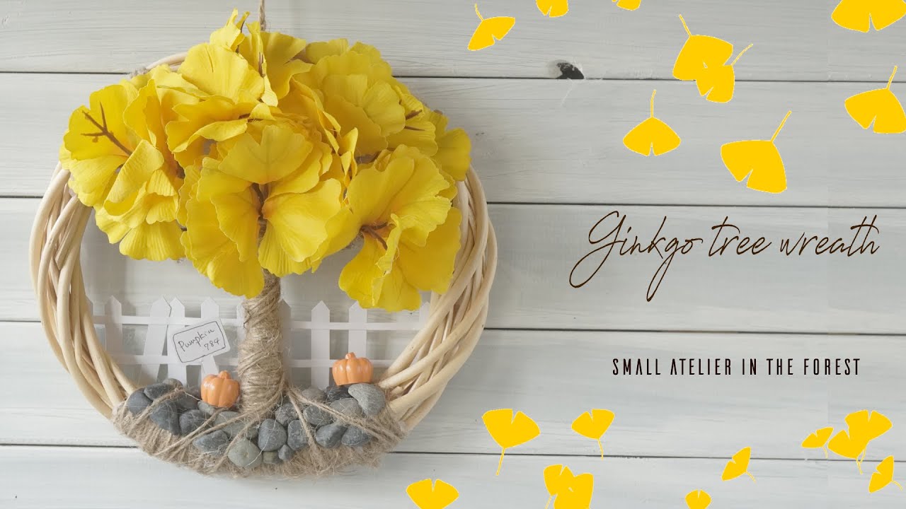 How to Make a Ginkgo Wreath | 100 Yen Artificial Flowers | Autumn