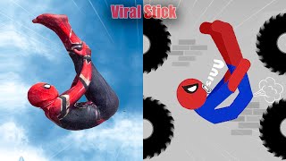 Best Falls | Real Spiderman vs Stickman | Stickman Dismounting Highlight and Funny Moments #173 screenshot 2