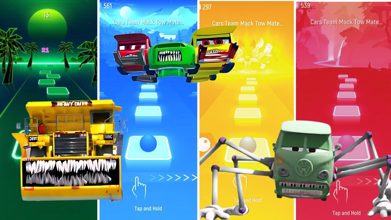 The giant pixar truck vs The giant stacker sport car vs The giant pixar devil angels cars vs Fillmor