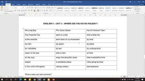 ENGLISH 5 - UNIT 3 - WHERE DID YOU GO ON HOLIDAY?