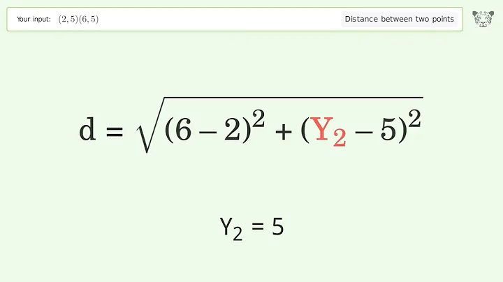 Find the distance between two points p1 (2,5) and p2 (6,5): Step-by-Step Video Solution