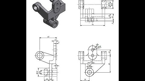 Make 3D and 2D Worm Gear Braket AUTOCAD
