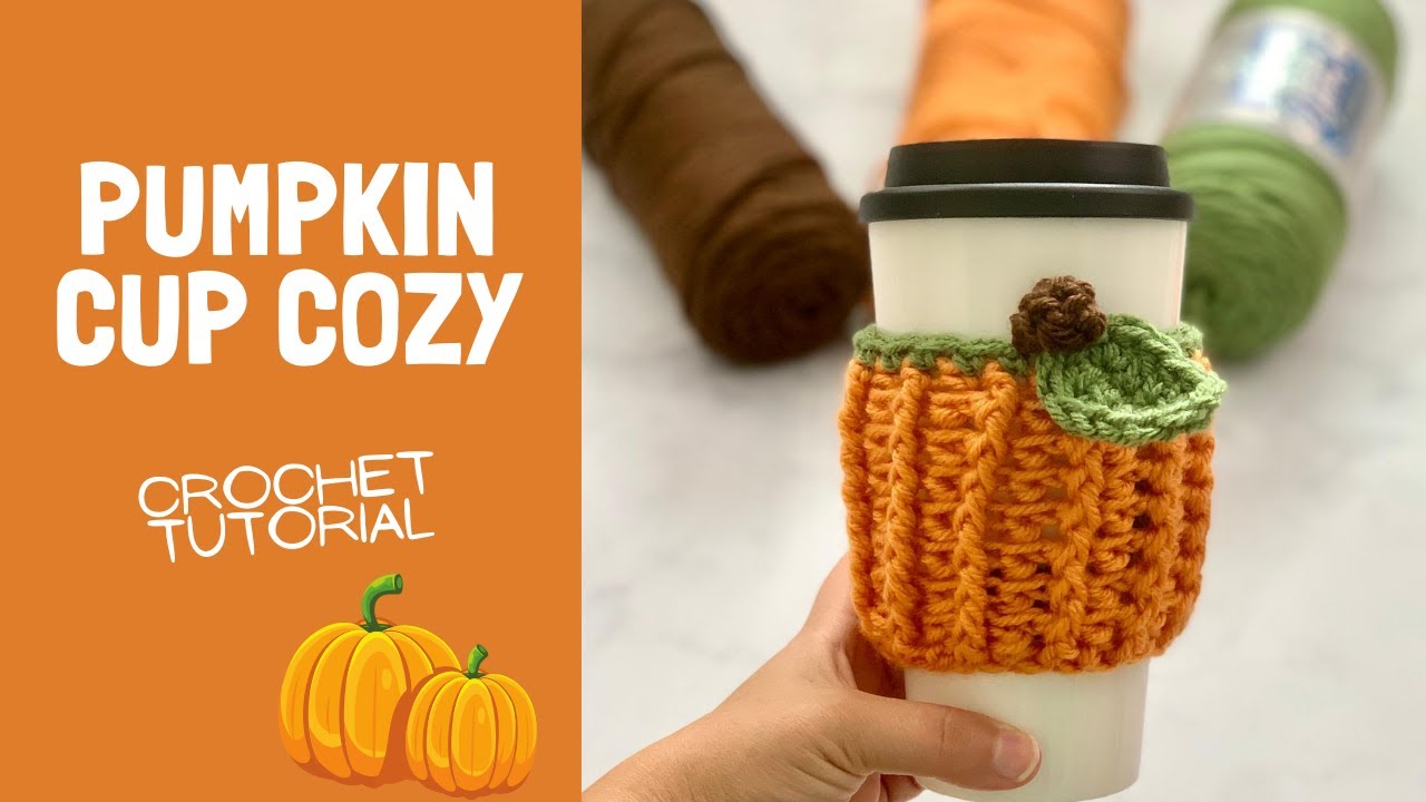 CROCHET PATTERN to Make a Pumpkin Cup Cozy With Spiral Stem for Hot or Cold  Drinks, Coffee Sleeve, Tea Drink Soda Cozy, Pdf Download. 