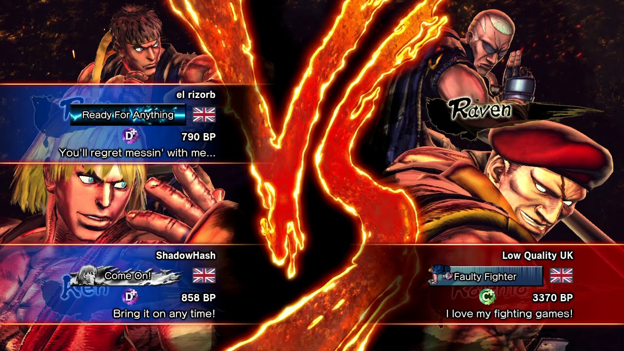 ShadowHash (Ken) & el rizorb (Ryu) vs Low Quality UK (Rolento & Raven)