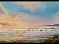 How to paint a simple, loose Watercolour Sunrise, watercolor landscape/seascape