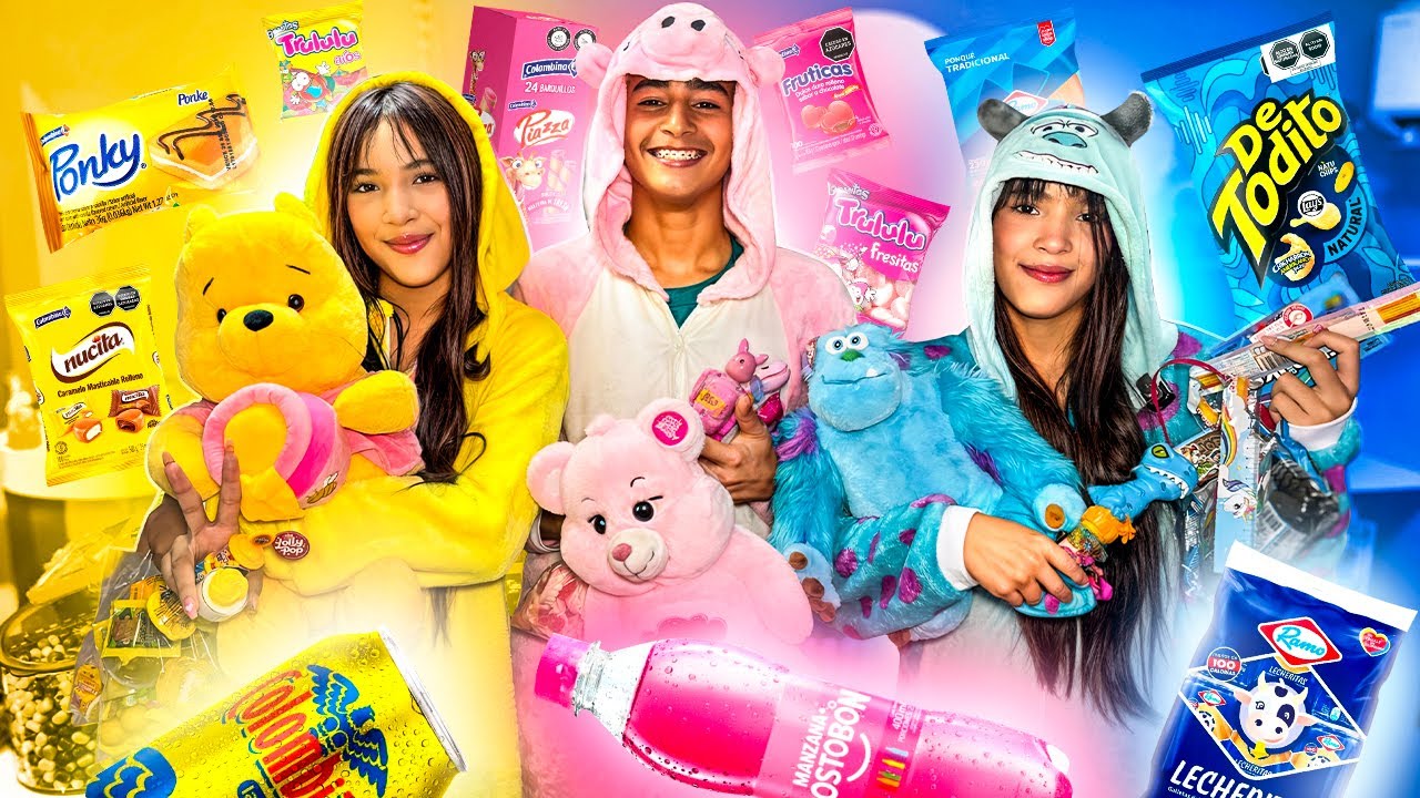 COMPRAMOS DULCES 🍬 DEL COLOR 🟡🔵 DE LA ROPA 👗