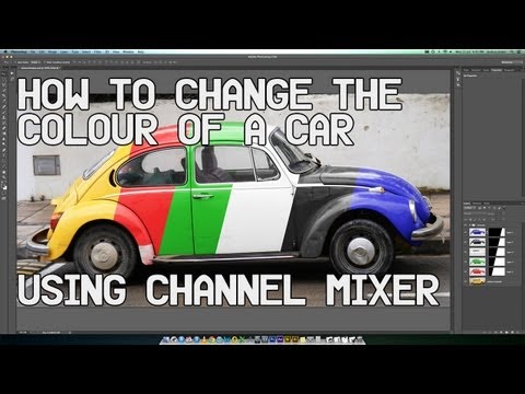 Photoshop Tutorial. Change the colour of a car using the Channel Mixer. (Includes Black and White).