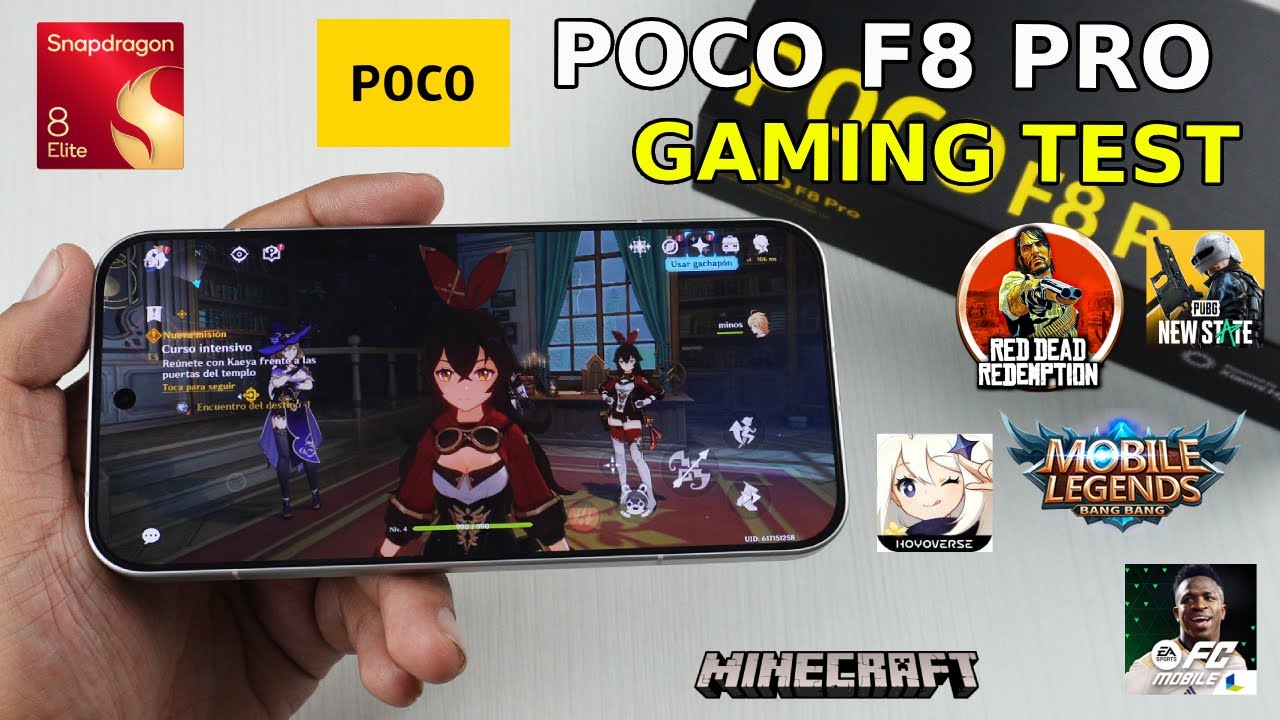 POCO F8 PRO: Gaming TEST | Genshin Impact, Red Dead Redemption, Mobile Legend, New State y Minecraft