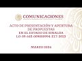 Acto de presentación y apertura de propuestas en Sinaloa No. LO-09-645-009000994-E17-2023