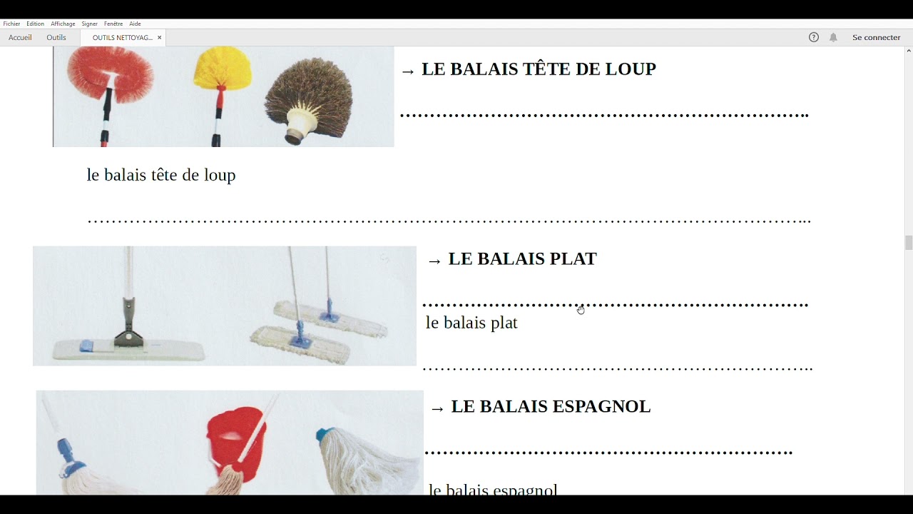 Les outils de nettoyage
