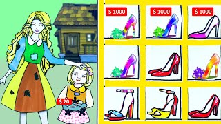 Paper Dolls Dress Up - New Shoes and New Dresses Handmade Quiet Book - Barbie Story & Crafts