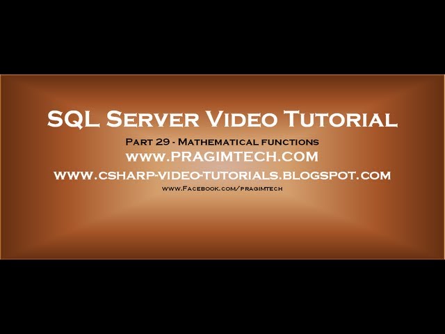 Mathematical functions in sql server   Part 29