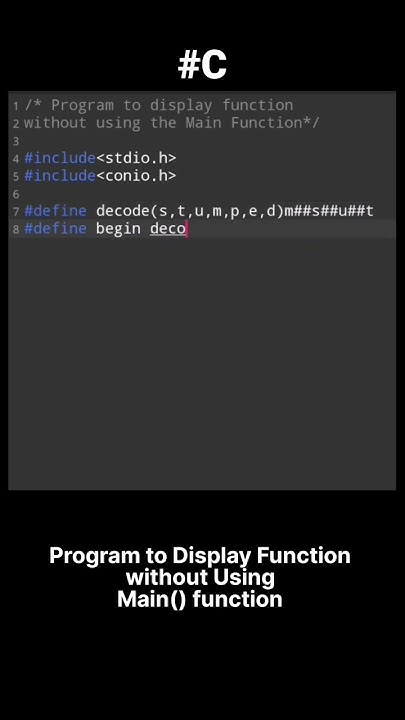 create function program without Using main() function in c #educational ...