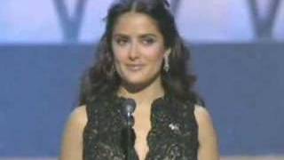 Salma Hayek presenting the Foreign Language Film Oscar to 