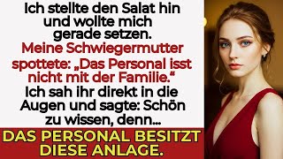 „Ich stellte den Salat hin – sie lachte ‚Bedienung isst nicht ‘ Ich sagte ‚Die Besitzerin schon