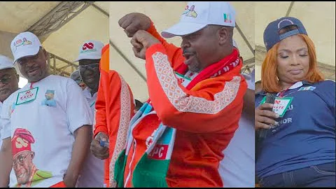 See Mc Oluomo Reaction As Big Ladies Shake Their Assets For Him At His Rally For Tinubu As President