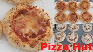 mini pizza hut- فطائر أو بيتزا هوت منزلية  سهلة بعجينة ناجحة #pizza #pizzahut