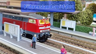 Führerstandsmitfahrt mit der Baureihe 218 über meine Modelleisenbahnanlage - April 2023