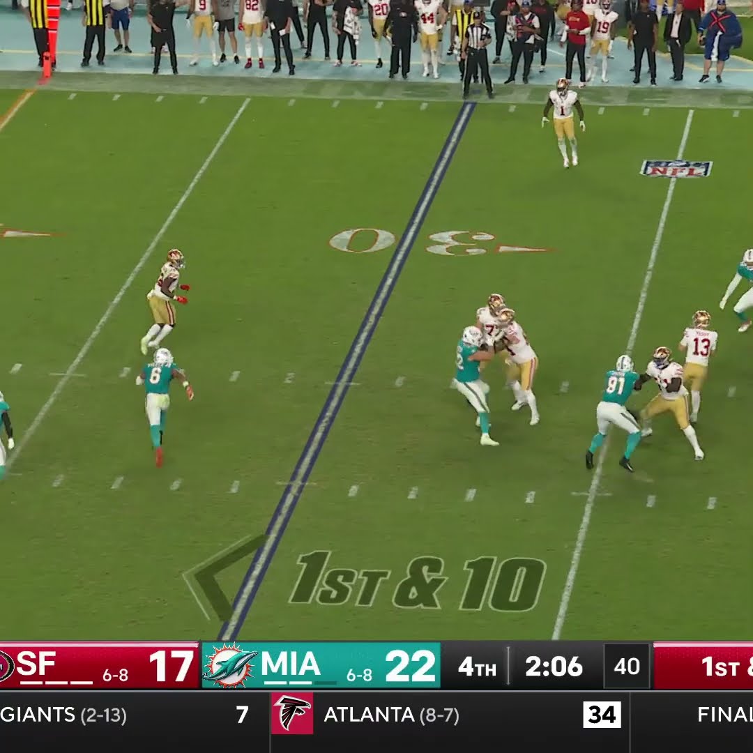 Jauan Jennings catches for a 17-yard Gain vs. Miami Dolphins