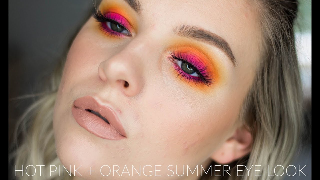 Hot Pink Orange Sunset Eye Look Youtube - orange sunset roblox inspired makeup tutorial