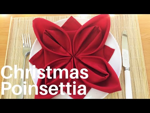 Christmas Poinsettia Napkin fold 2021