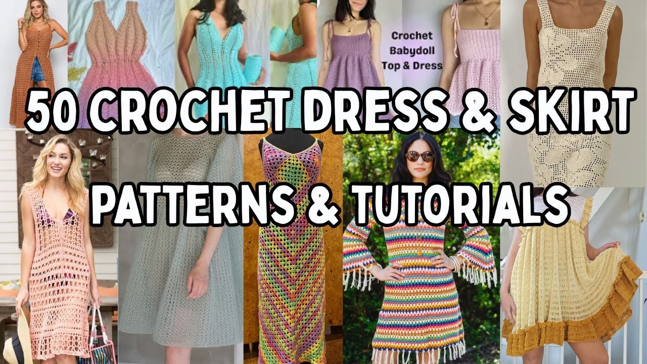 50 crochet dress and skirt pattern tutorial roundup. These 50 gorgeous crochet patterns are so fun 💕