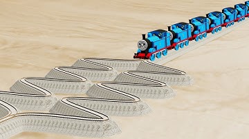Thomas the Tank Vs Impossible Overlapping Curved Rail Tracks Crossover Train Crossing - BeamNG.Drive