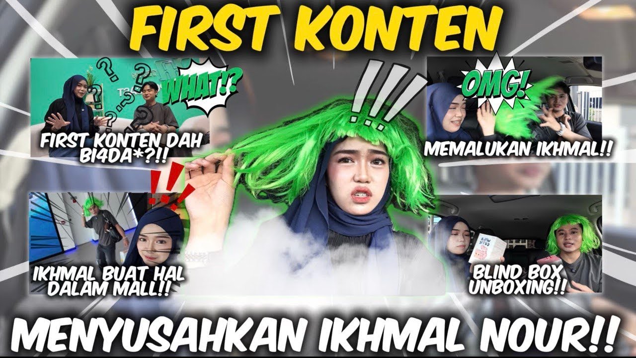 PAKSA IKHMAL NOUR PAKAI RAMBUT HIJAU DALAM MALL!!? SYER JADI SLAY!