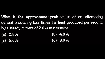 What is the approximate peak value of an alternating current producing four times the EM DPP 04 Q13