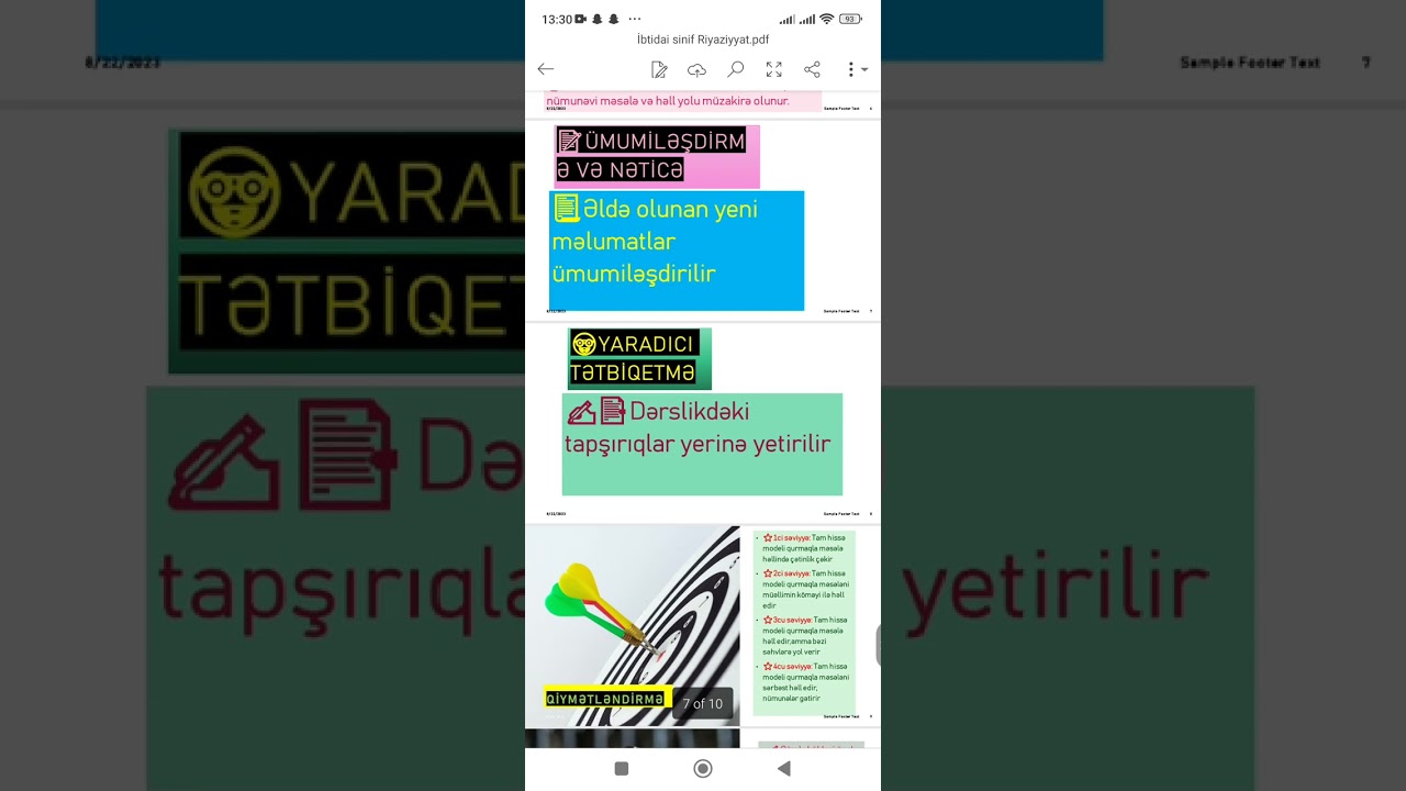 Riyaziyyat fənni üçün icmal nümunəsi .Nəsirova Ülviyye 0557820149