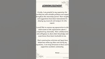 how to write internship report#acknowledgement