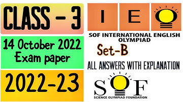 2022-23 IEO International English Olympiad Class 3 Solved Question paper | SOF #ieo #class3english