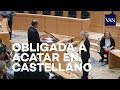 El presidente del senado obligada a una senadora a acatar la Constitución en castellano