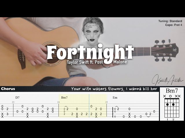 Fortnight - Taylor Swift ft. Post Malone | Fingerstyle Guitar | TAB + Chords + Lyrics class=