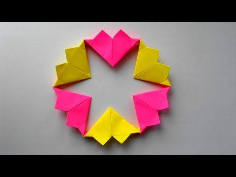 Origami Valentine paper. Gift decoration heart on Valentine&rsquo;s Day